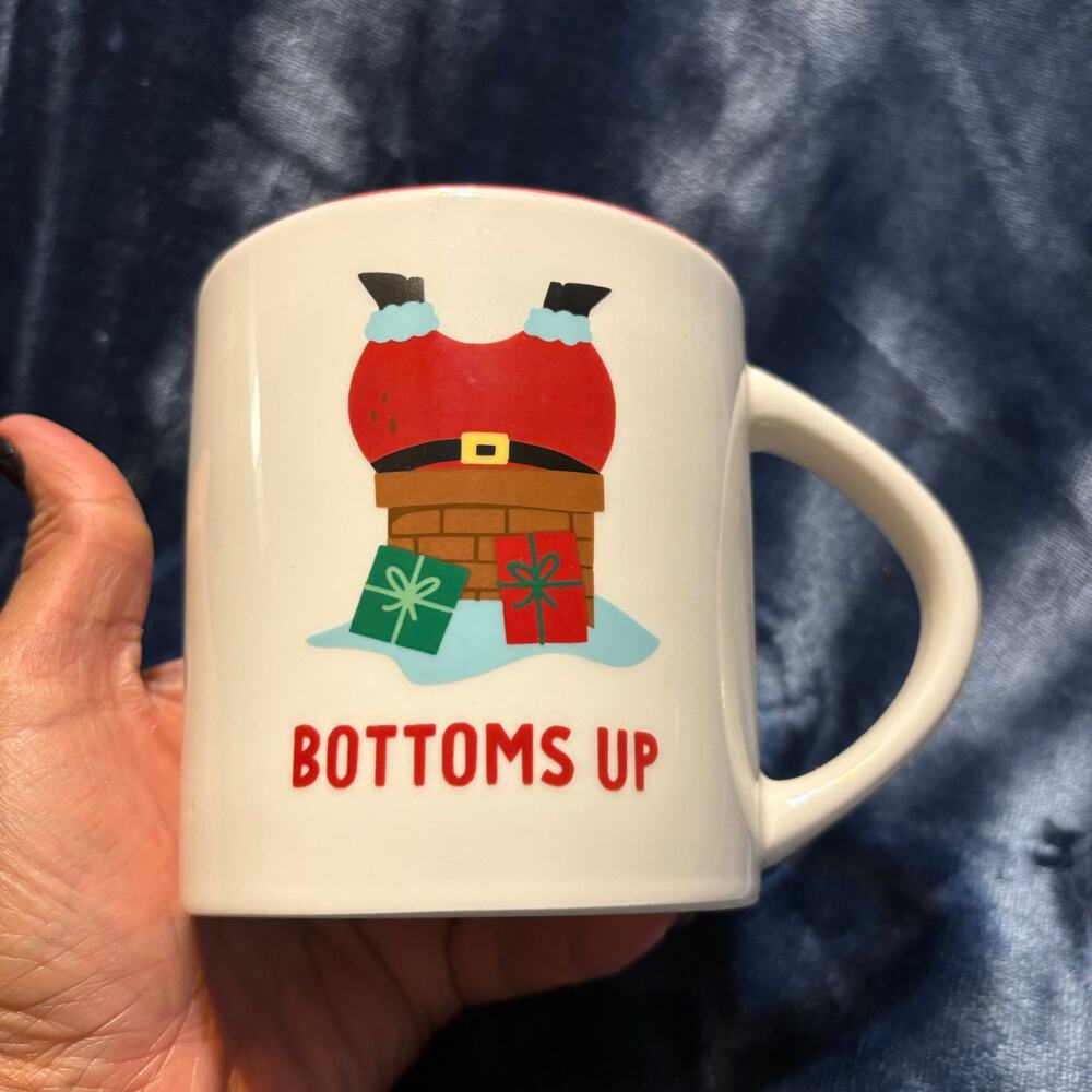 Wondershop Target Santa Bottoms Up Christmas Mug Stoneware Stuck in Chimney